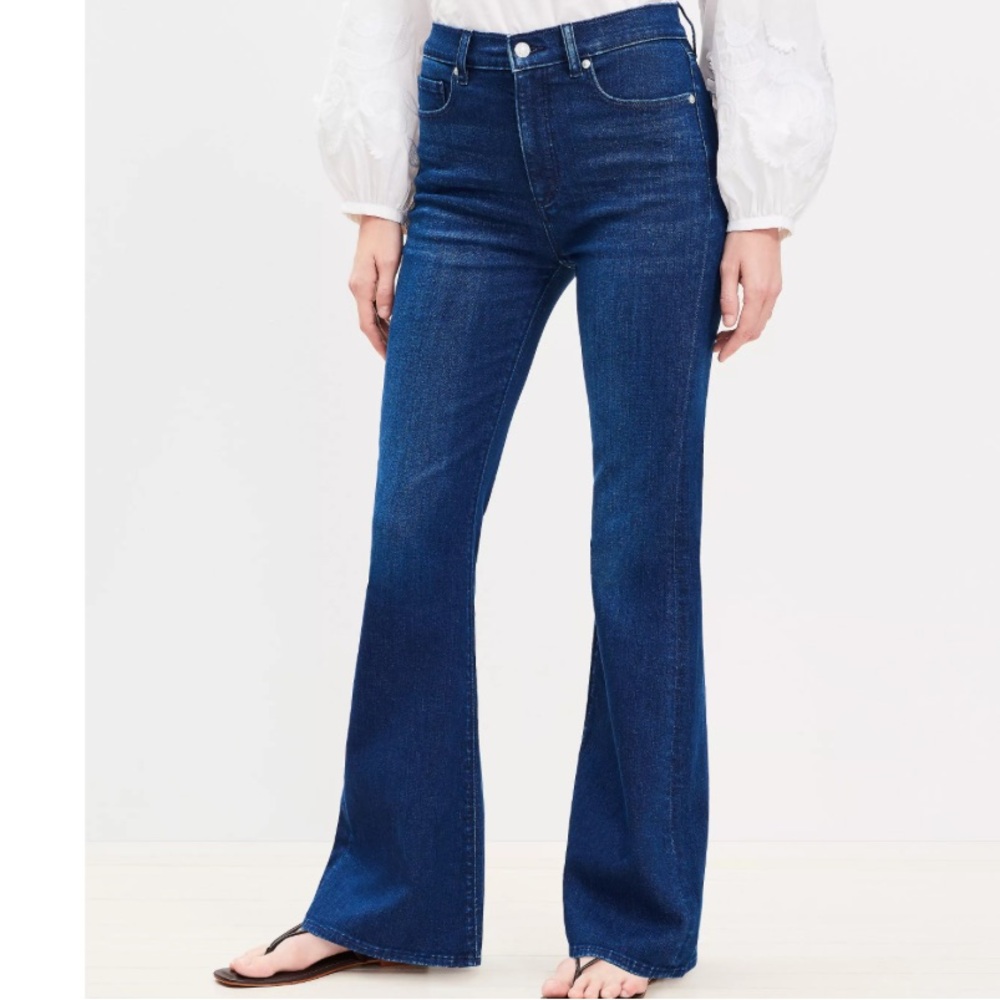 Loft High Rise Slim Flare Jeans in Dark Wash size 6
